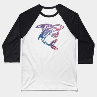 Purple Orca Whale Tattoo Baseball T-Shirt